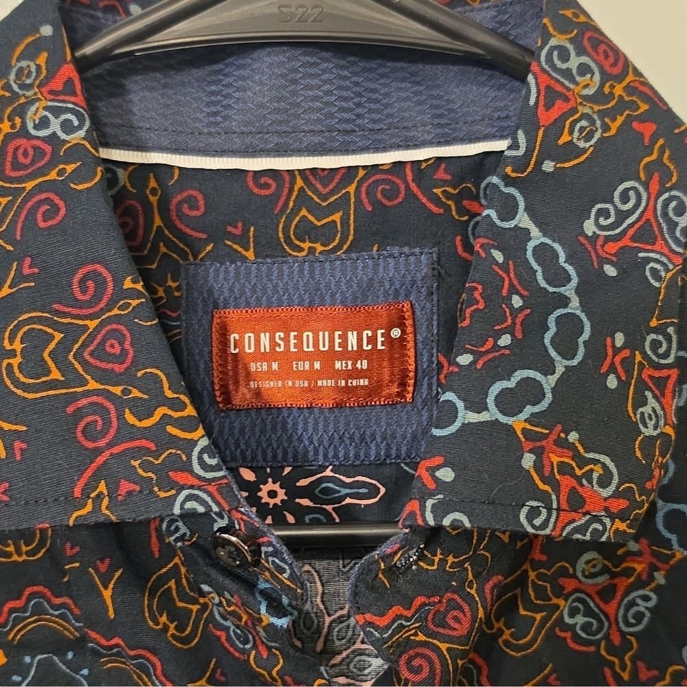 Consequence Men's Woven Cotton/Spandex Stretch LS Paisley Button-Up #272 - Picture 6 of 9
